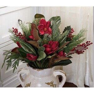 28" Magnolia & Pine Floral Holiday Urn Filler by Kim Gravel